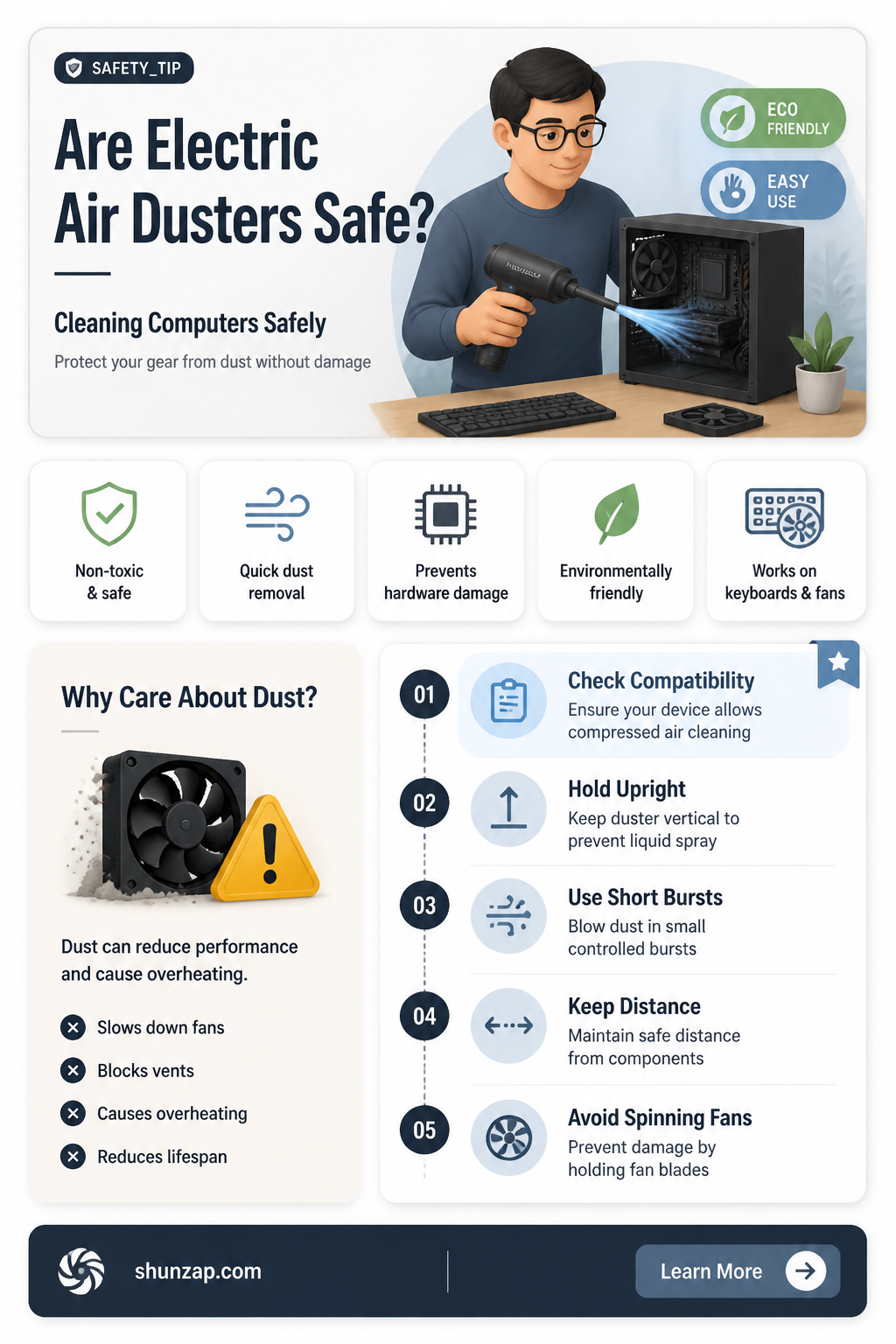 are electric air dusters safe for computers