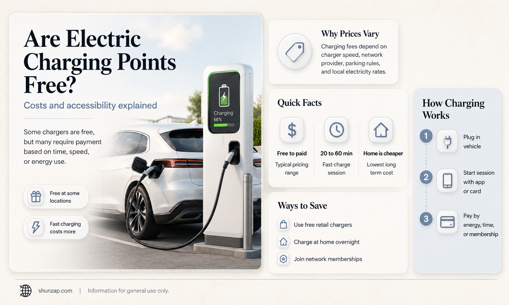 are electric charging points free to use
