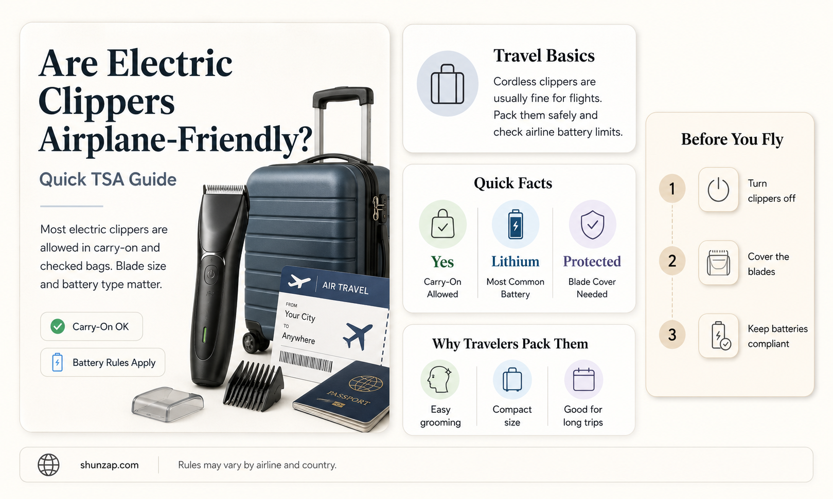 are electric hair clippers allowed on airplanes