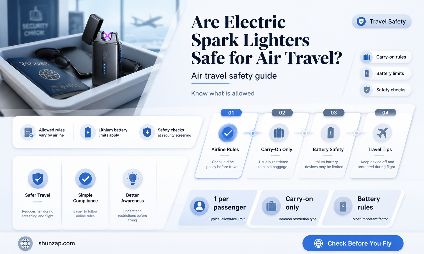 are electric spark lighters allowed on planes