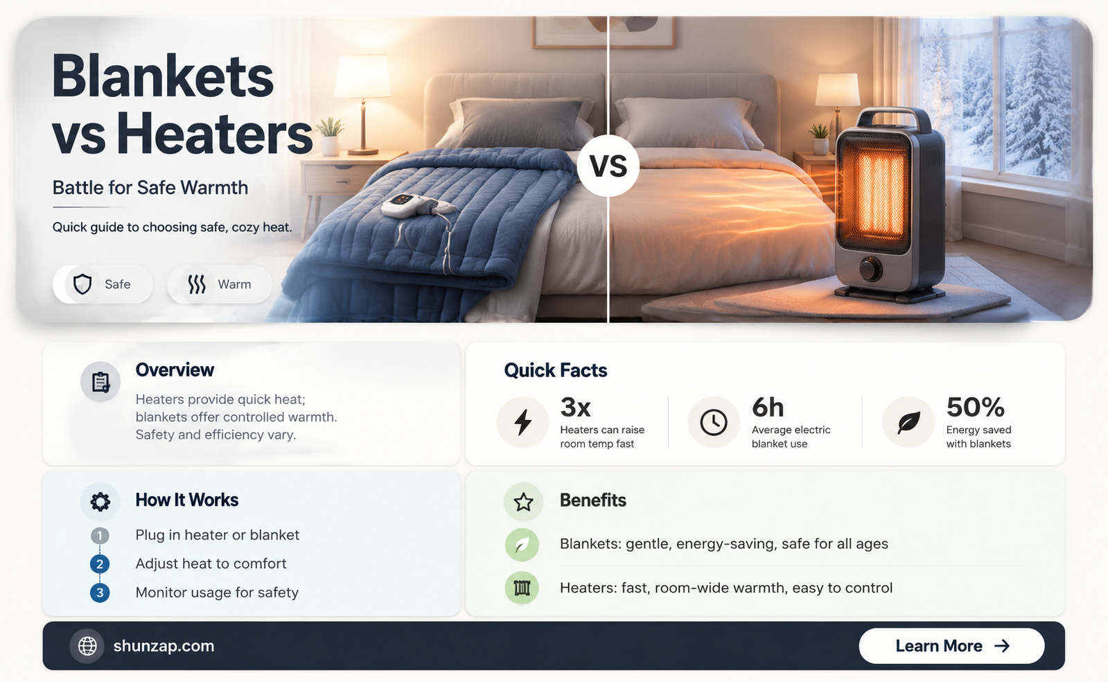 are electric blankets safer than space heaters