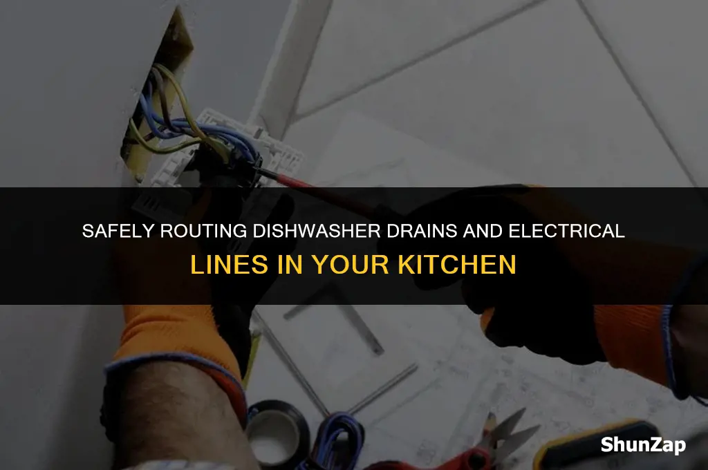 can a dishwasher drain and electric line run together