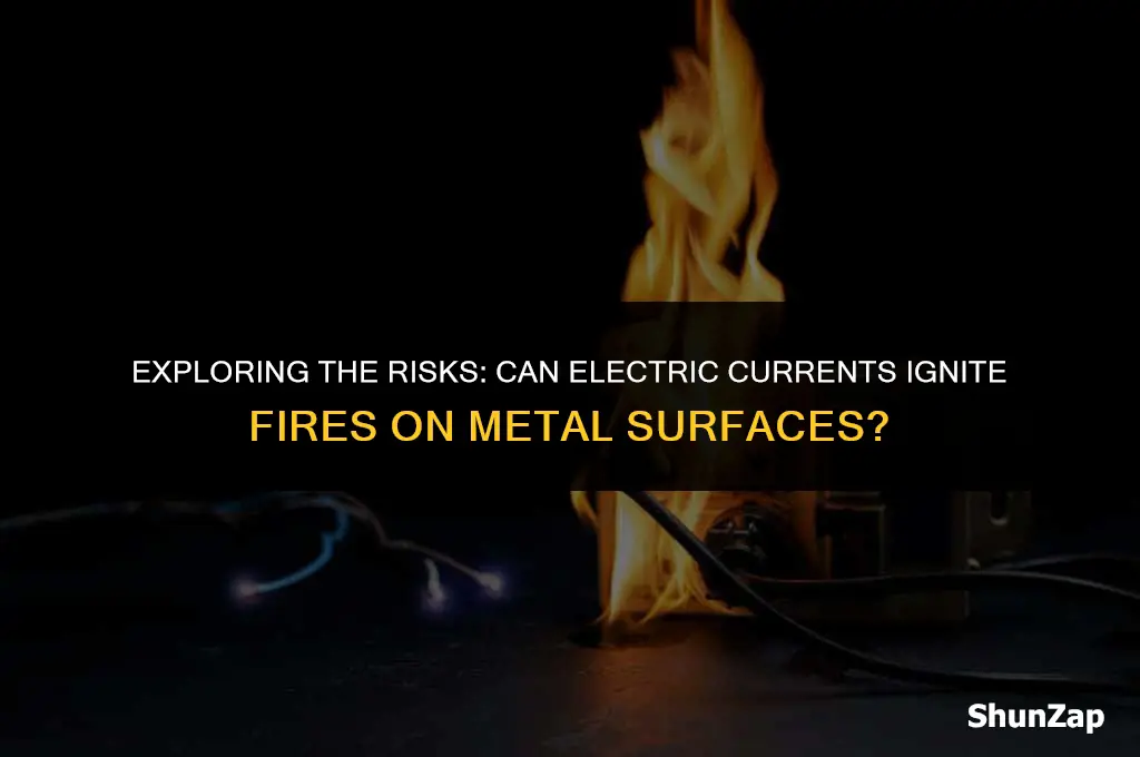 can a electric current cause a fire touching metal