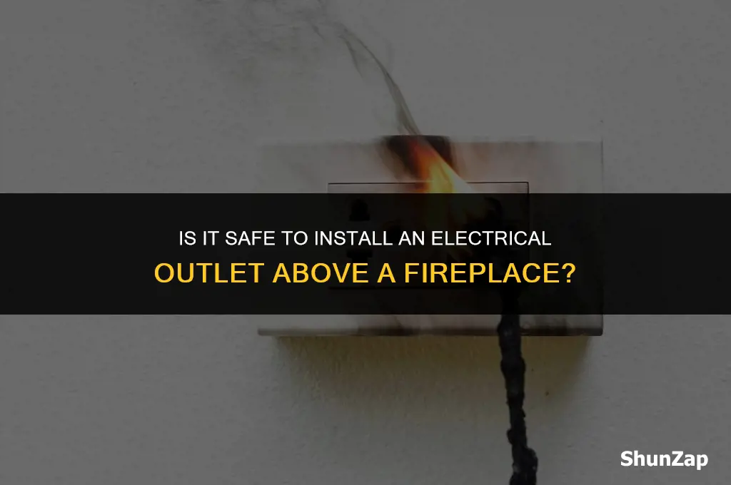 can a electrical outlet be placed above fireplace