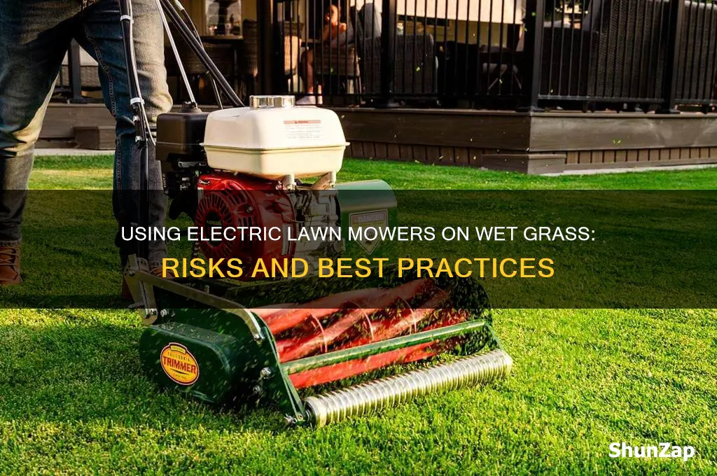 can you use an electric lawn mower on wet grass