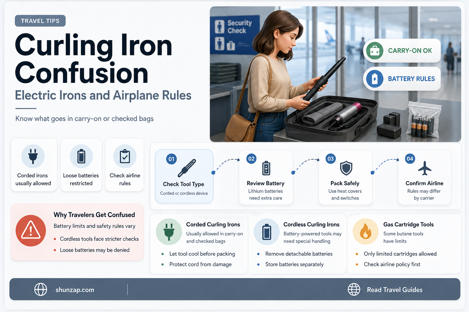 are electric curling irons allowed on airplanes