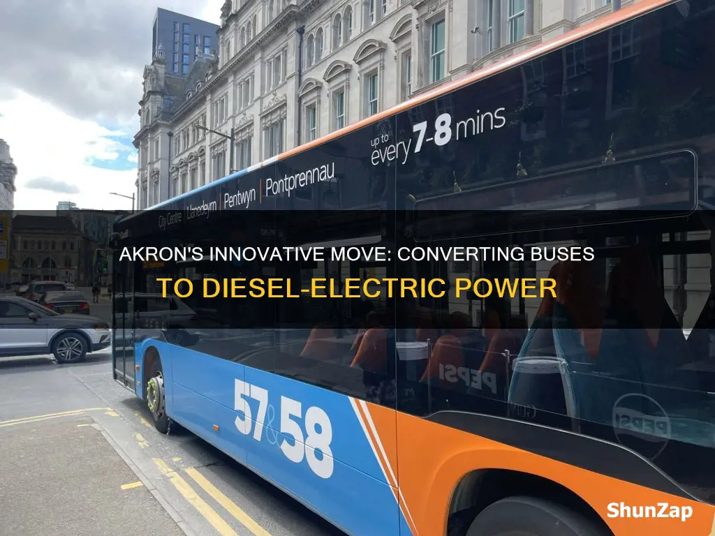 did akron convert buses to diesel electric