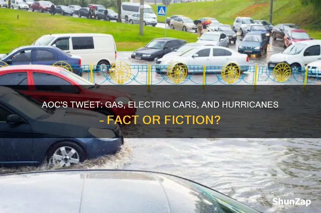 did aoc tweet about gas electric cars hirricanes