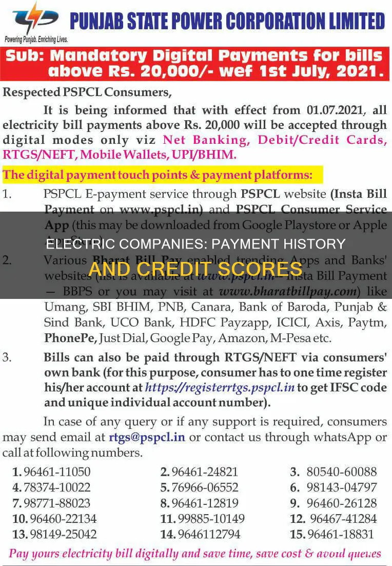 do electric companies show payment history on credit scores