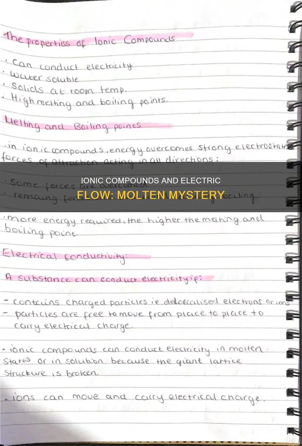 does electricity flow through molten ionic compounds