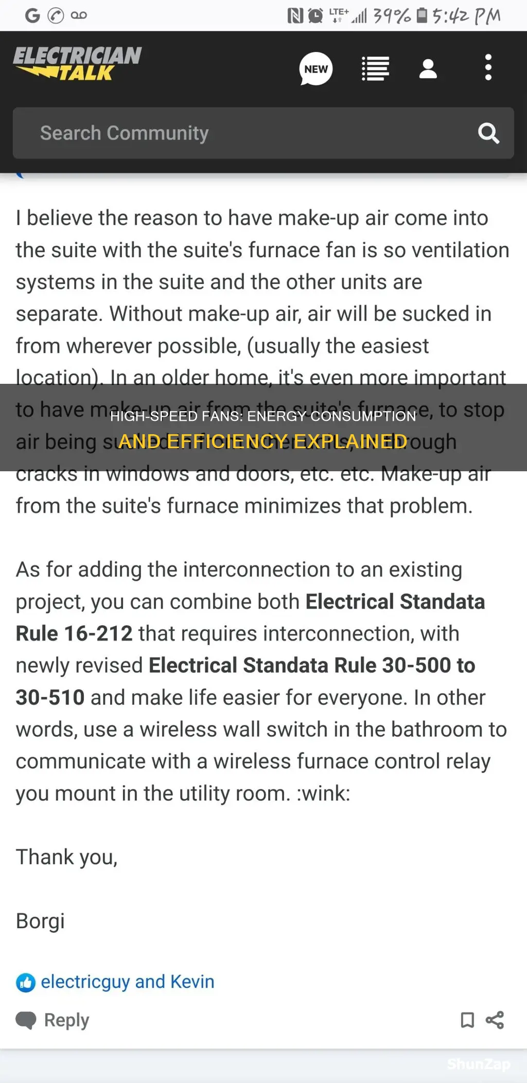 does high speed fan consume more electricity
