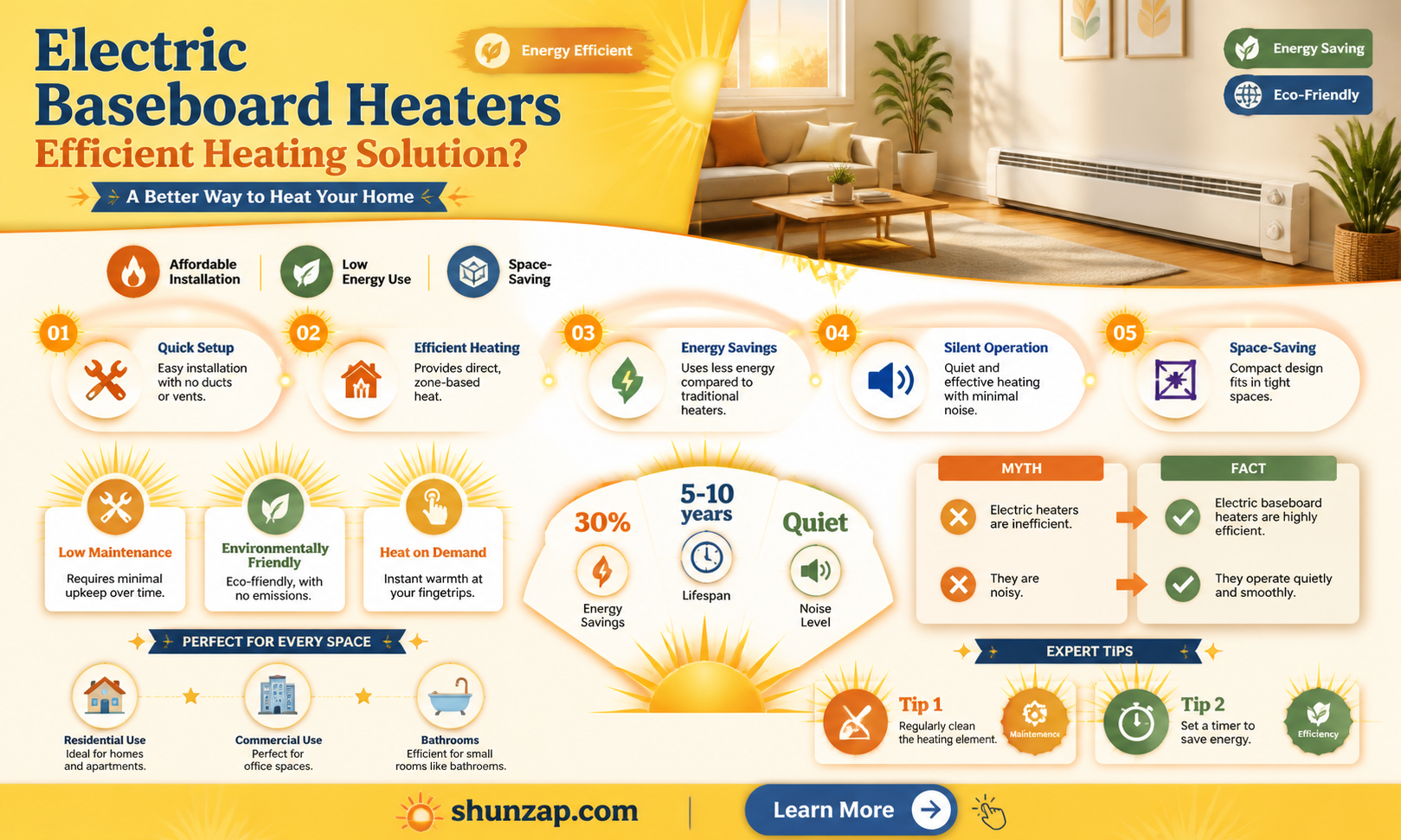 are baseboard 220 electric heaters more efficient