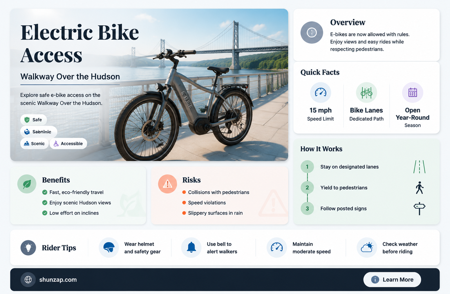 are electric bikes allowed on walkway over the hudson