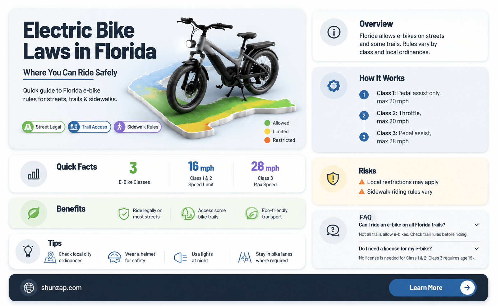 are electric bikes allowed on bike paths florida