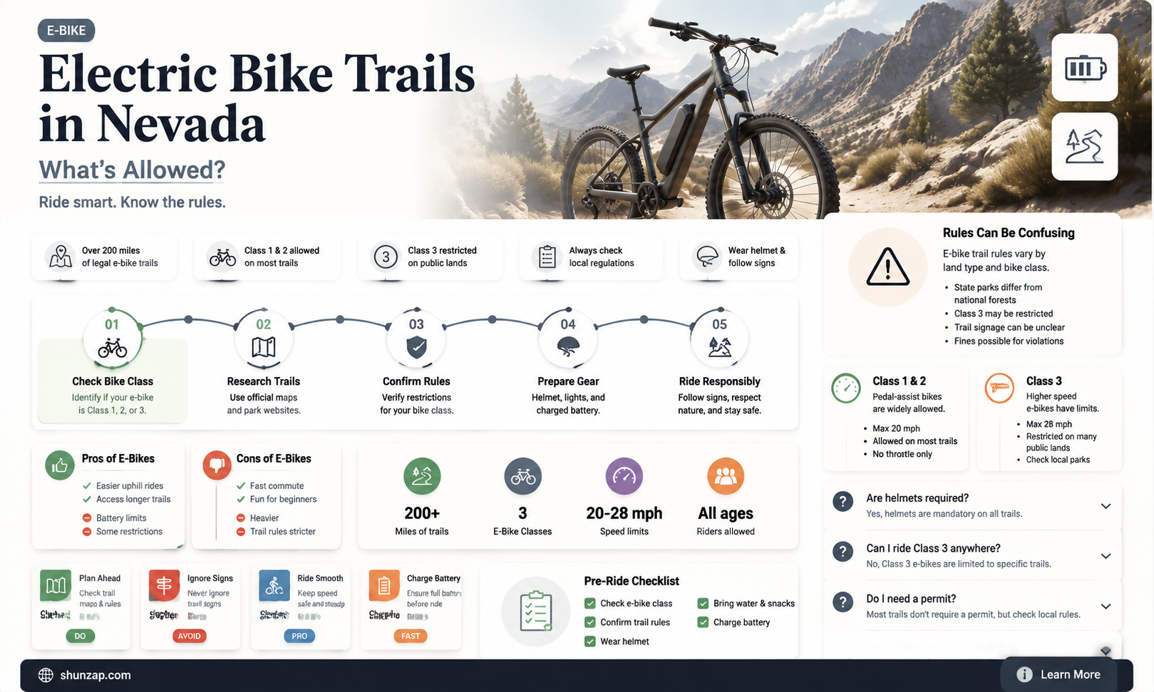 are electric bikes allowed on trails in nevada