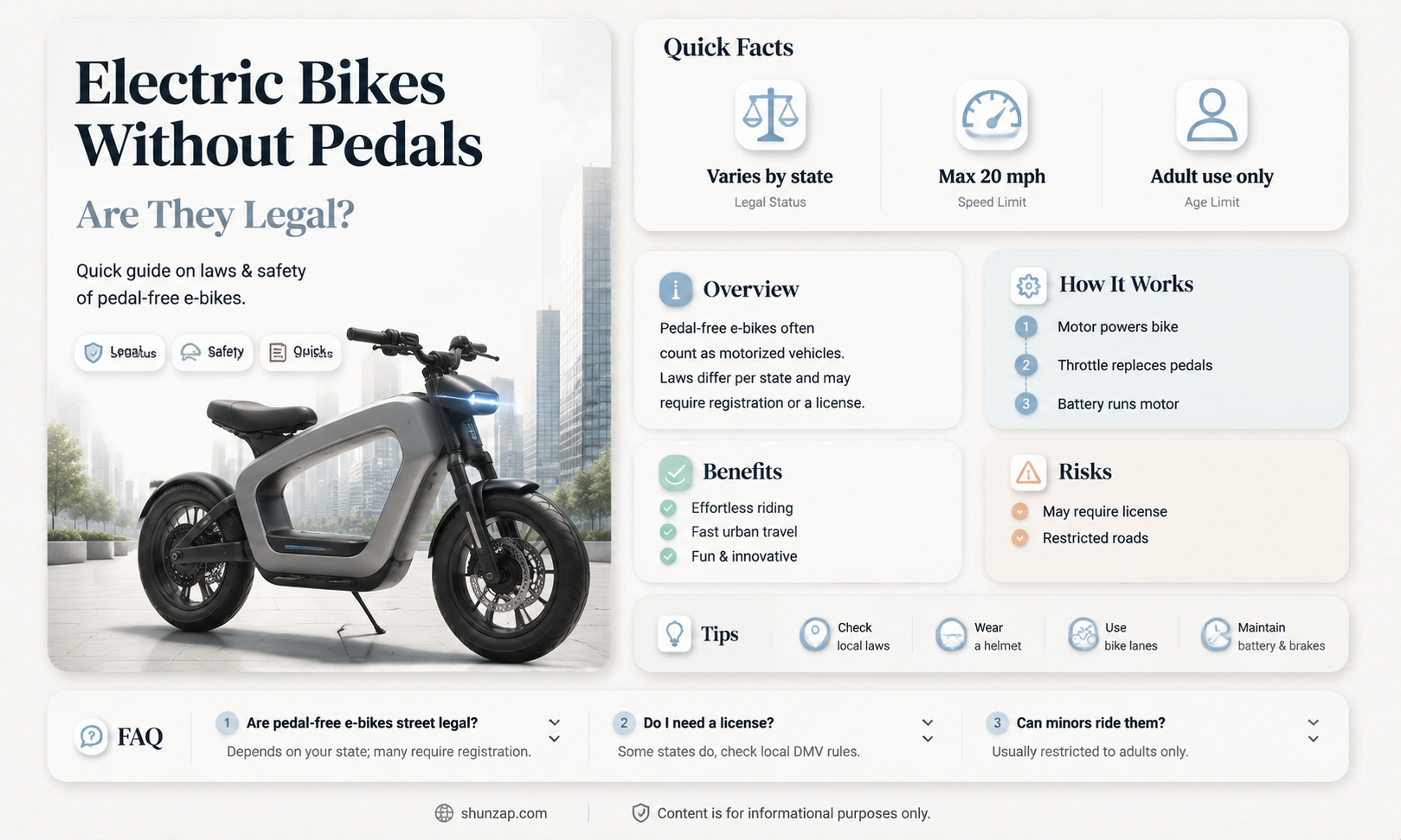 are electric bikes without pedals legal