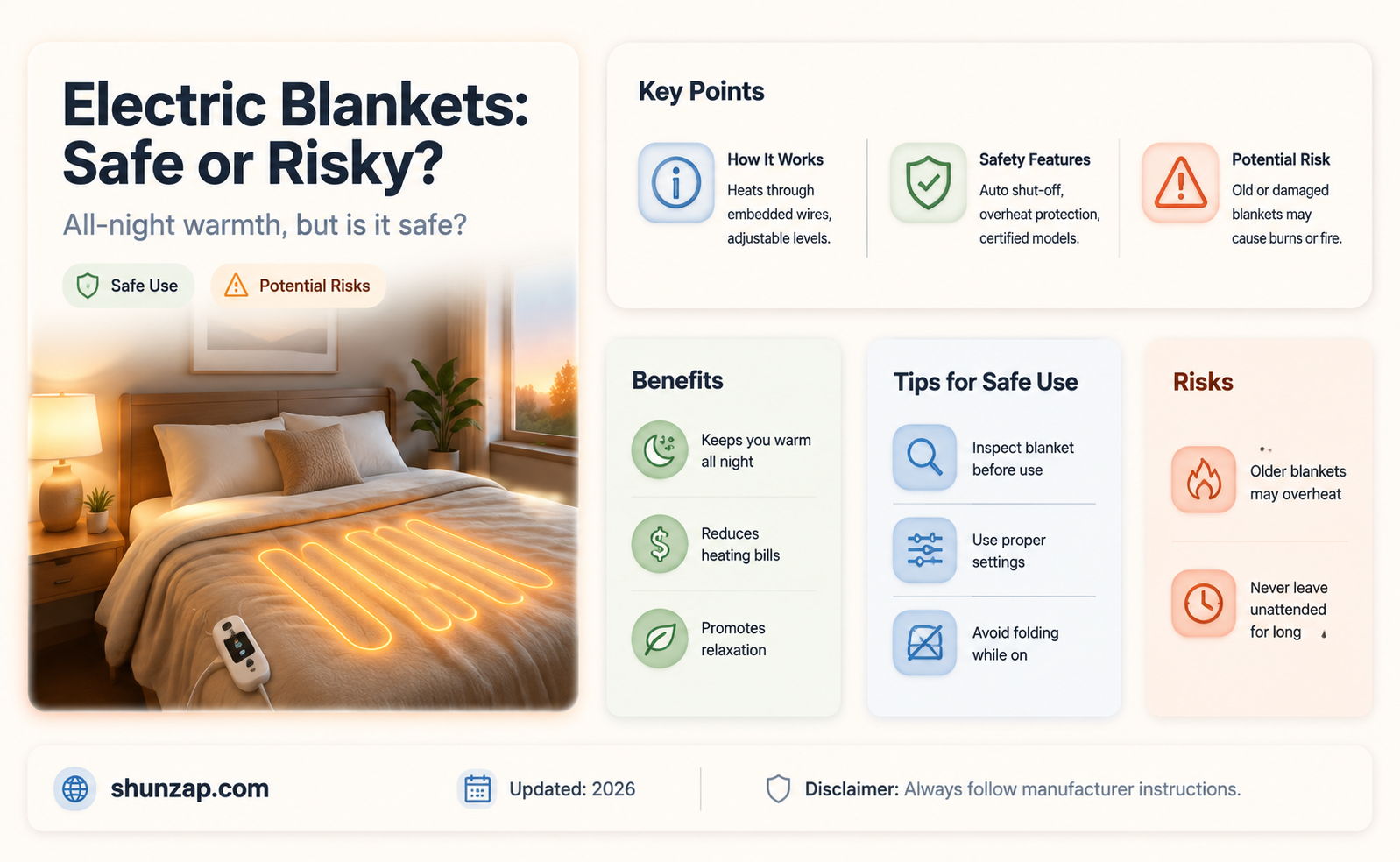 are electric blankets safe to use all night