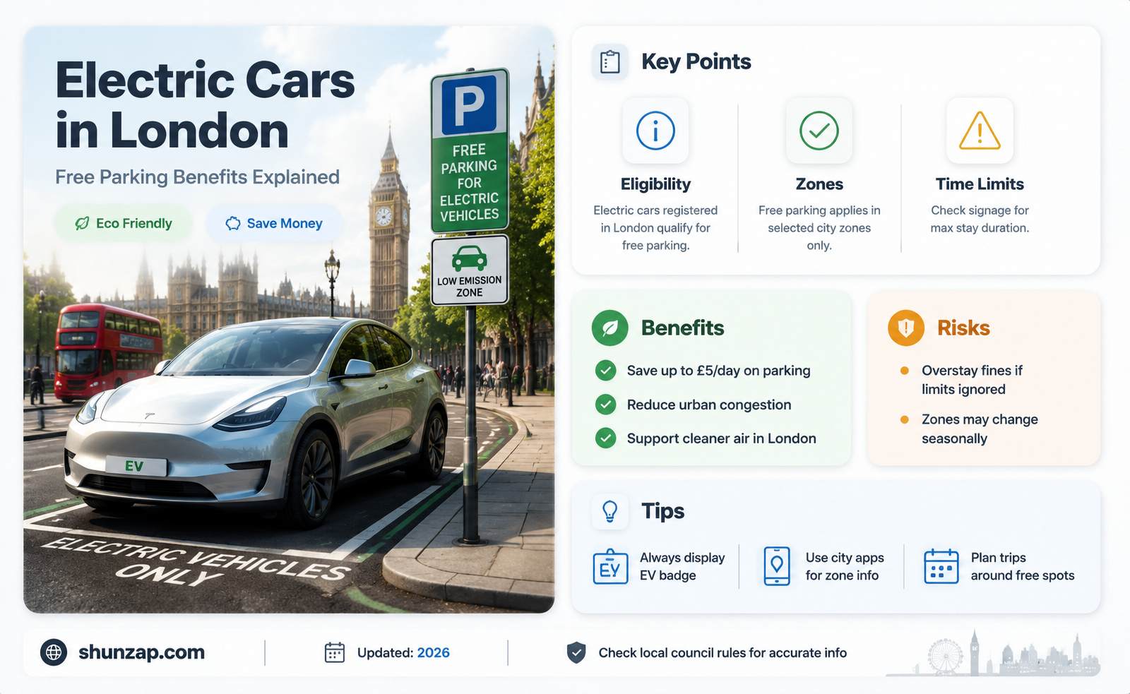 are electric cars free to park in london