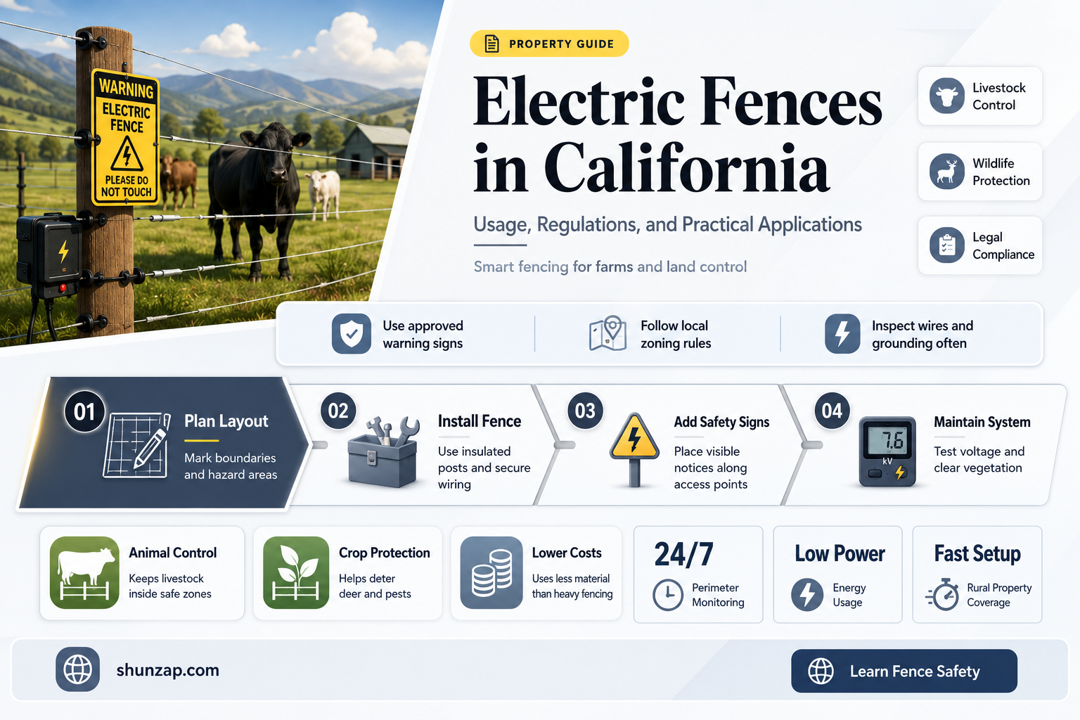 are electric fences used in california