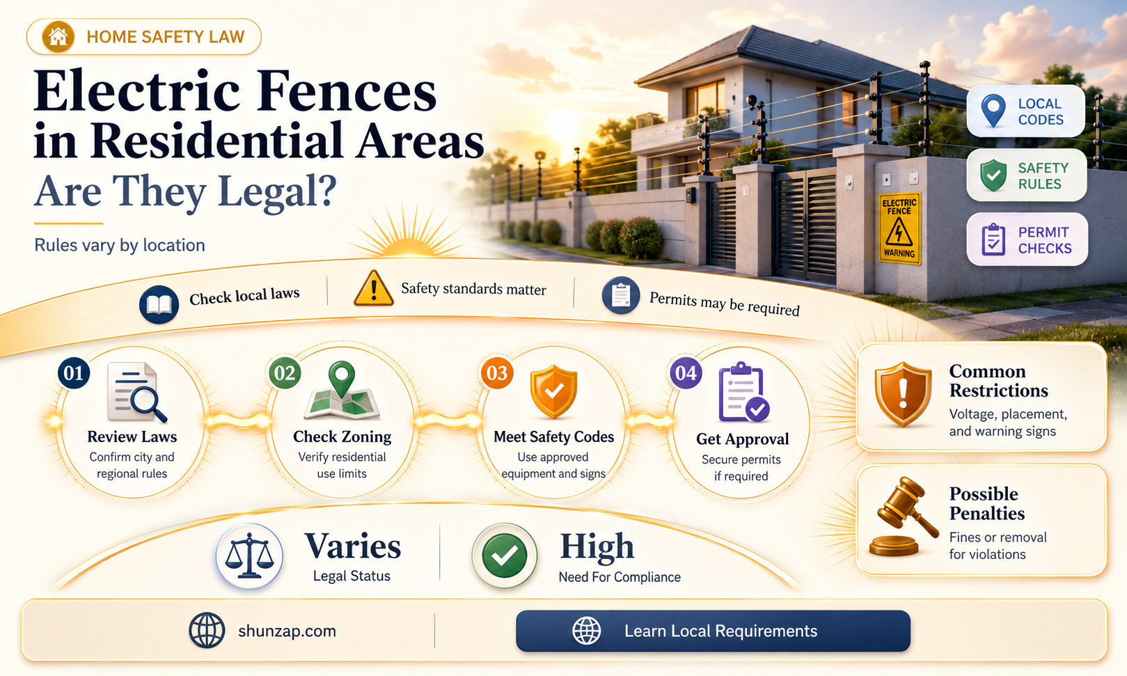 are electric fences legal in residential areas