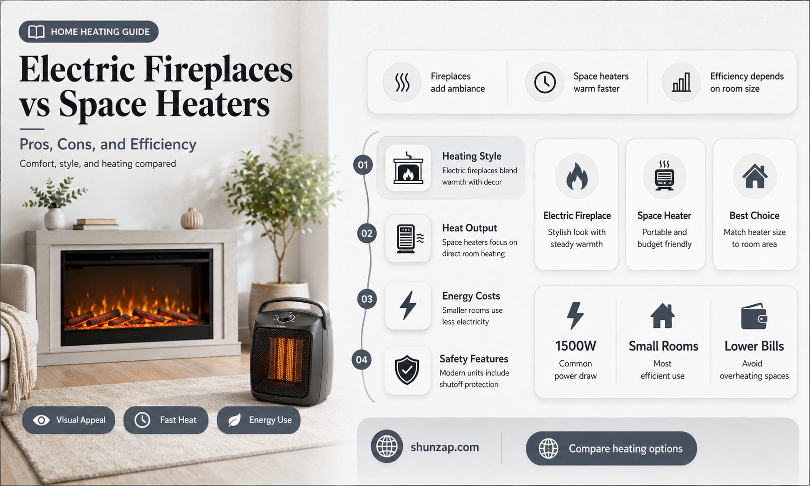 are electric fireplaces better than space heaters