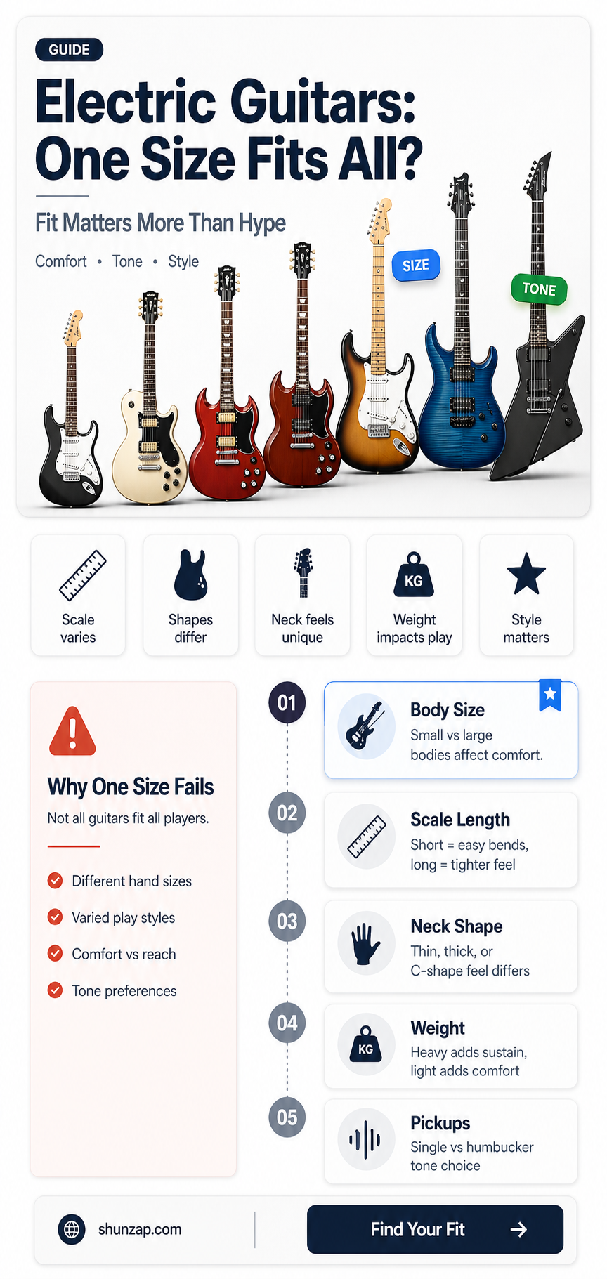 are all electric guitars the same size