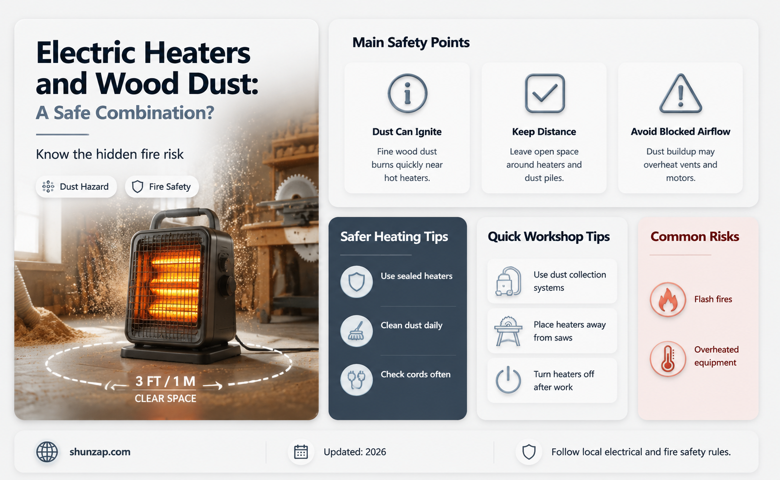 are electric heaters safe with wood dust