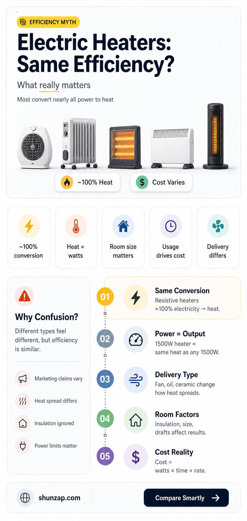 are all electric heaters the same efficiency