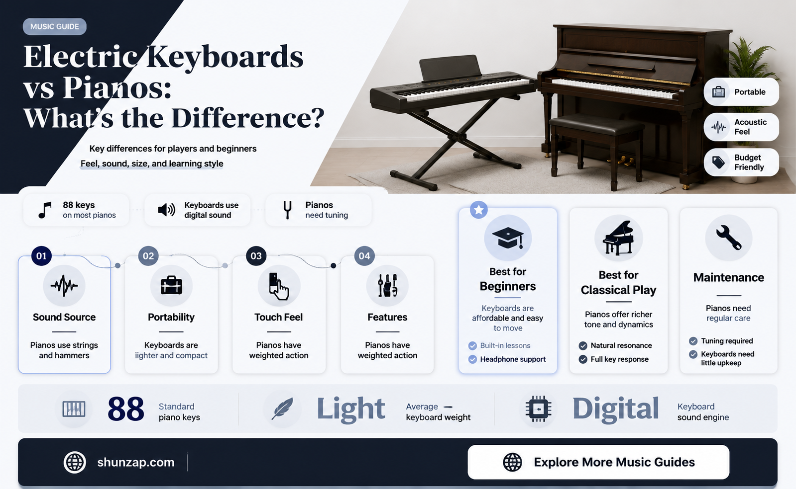 are electric keyboards the same as pianos