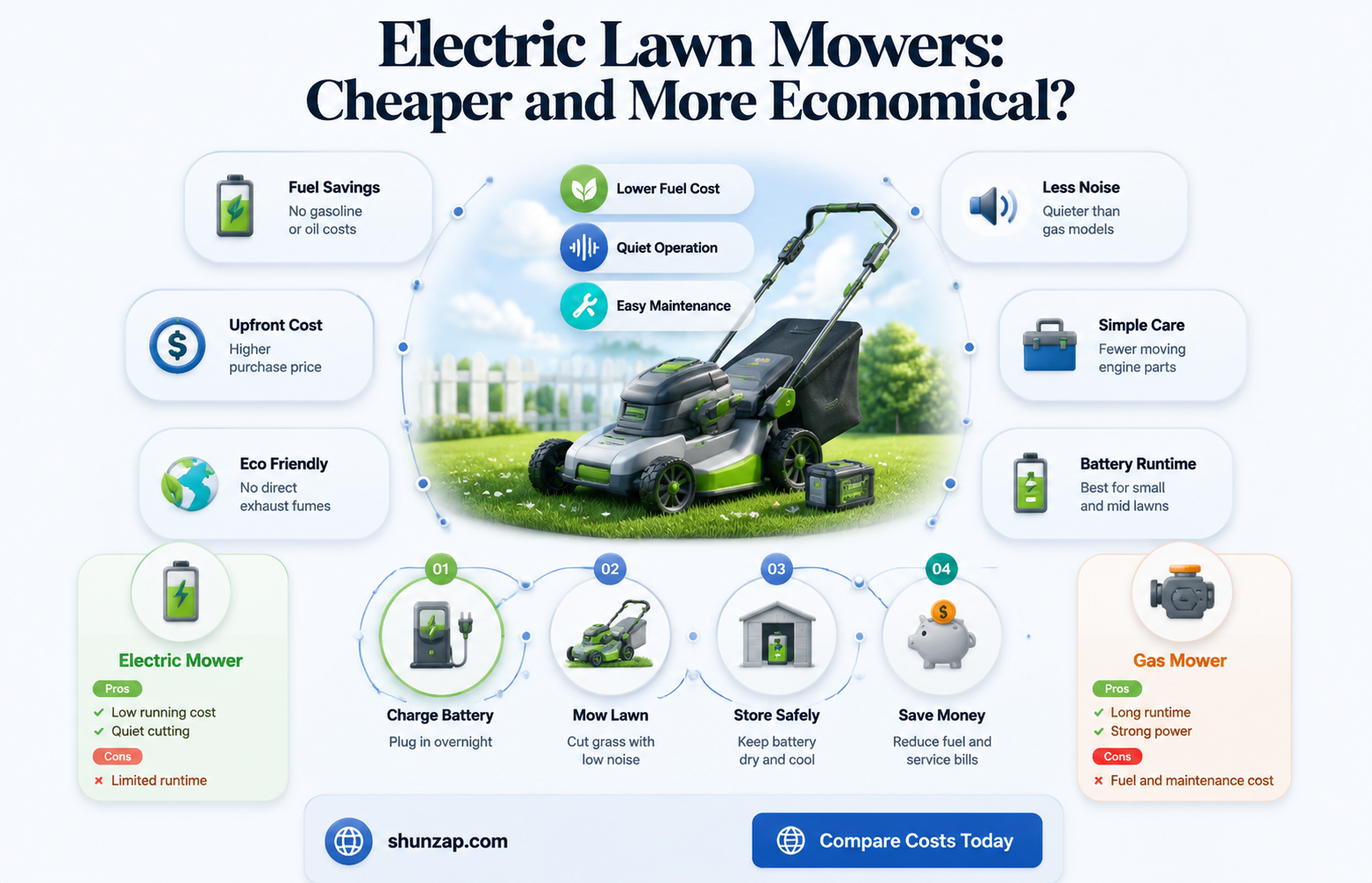 are electric lawn mowers are more economical