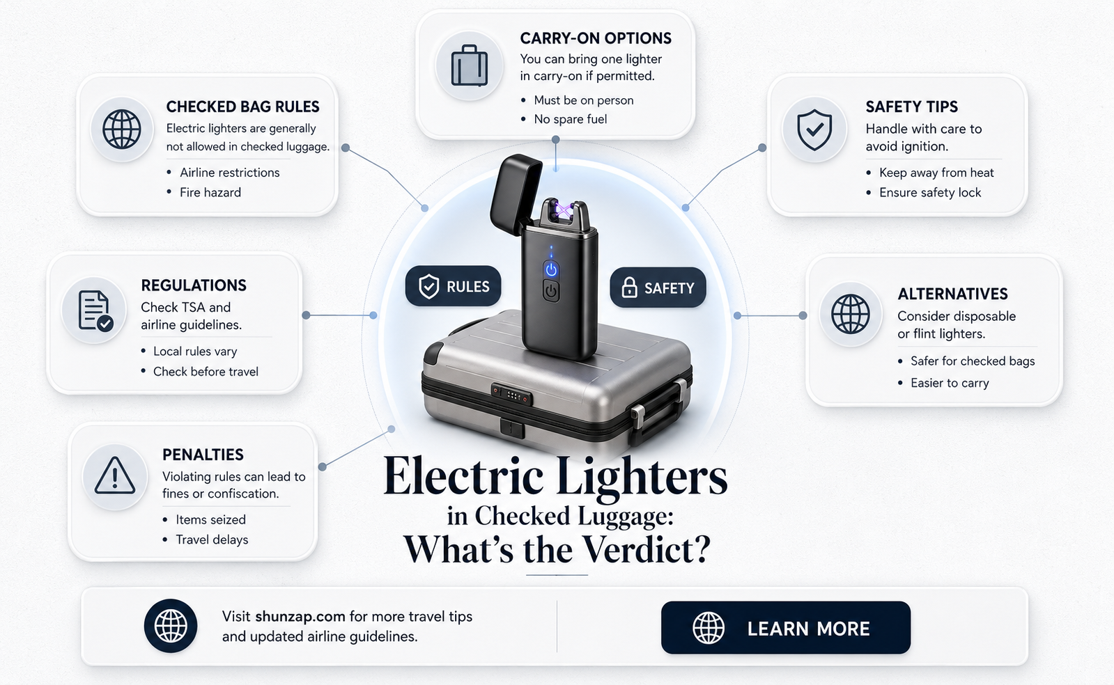 are electric lighters allowed in checked luggage