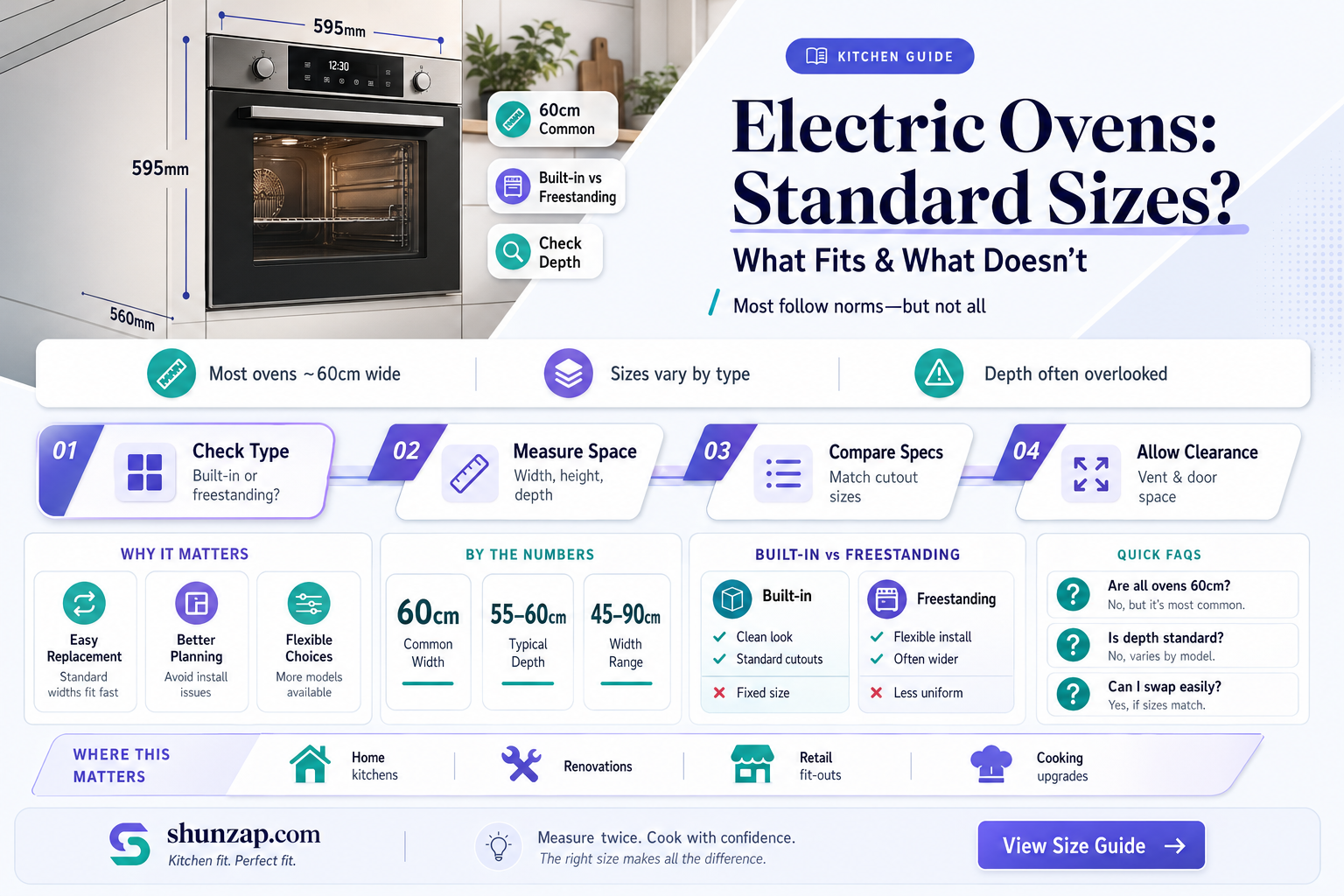 are all electric ovens the same size