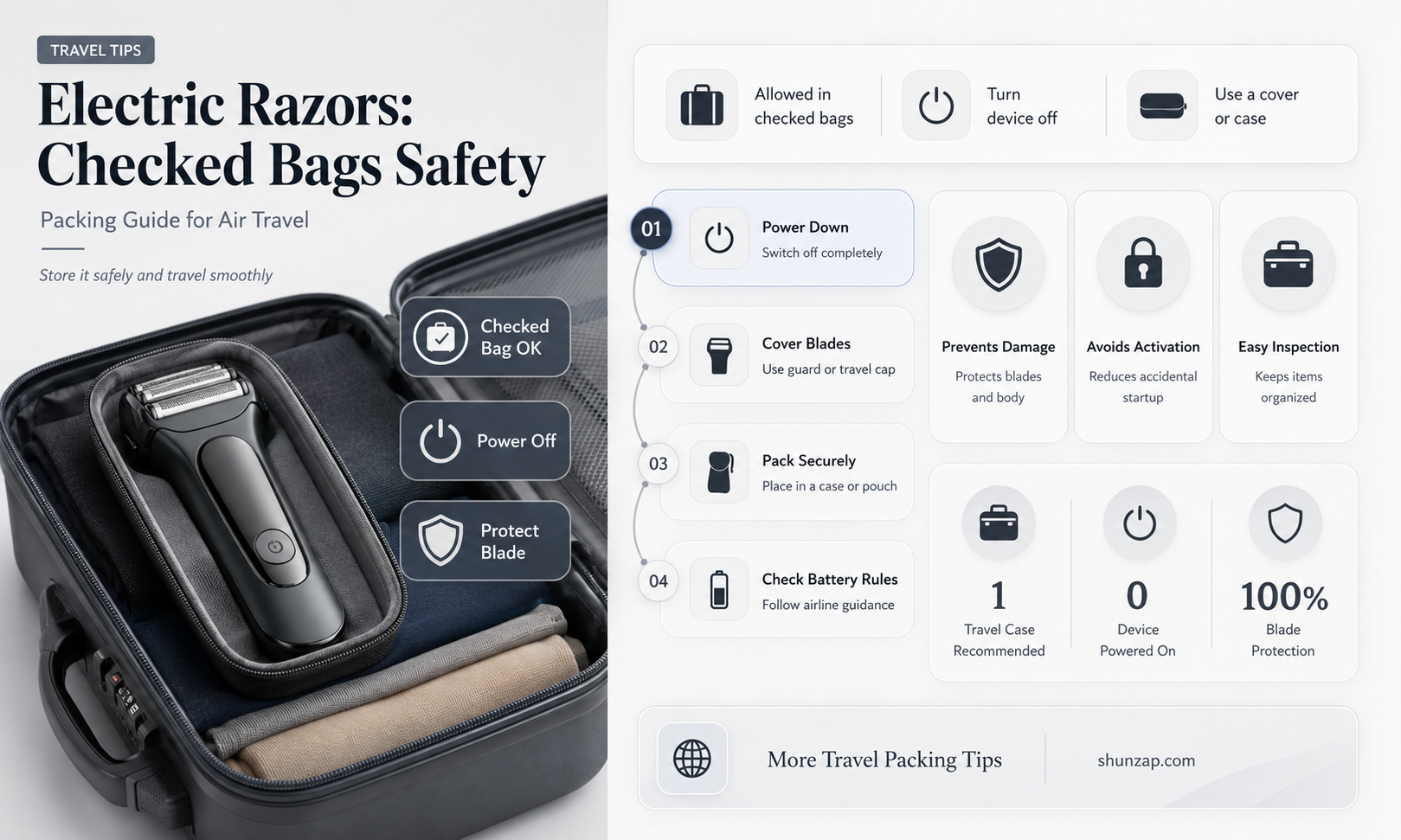 are electric razors allowed in checked bags