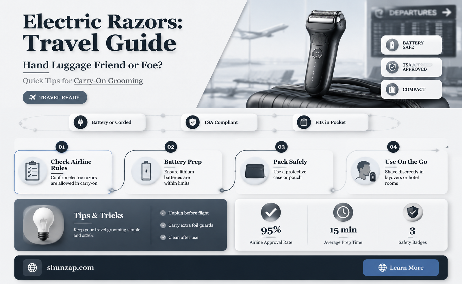 are electric razors allowed in hand luggage