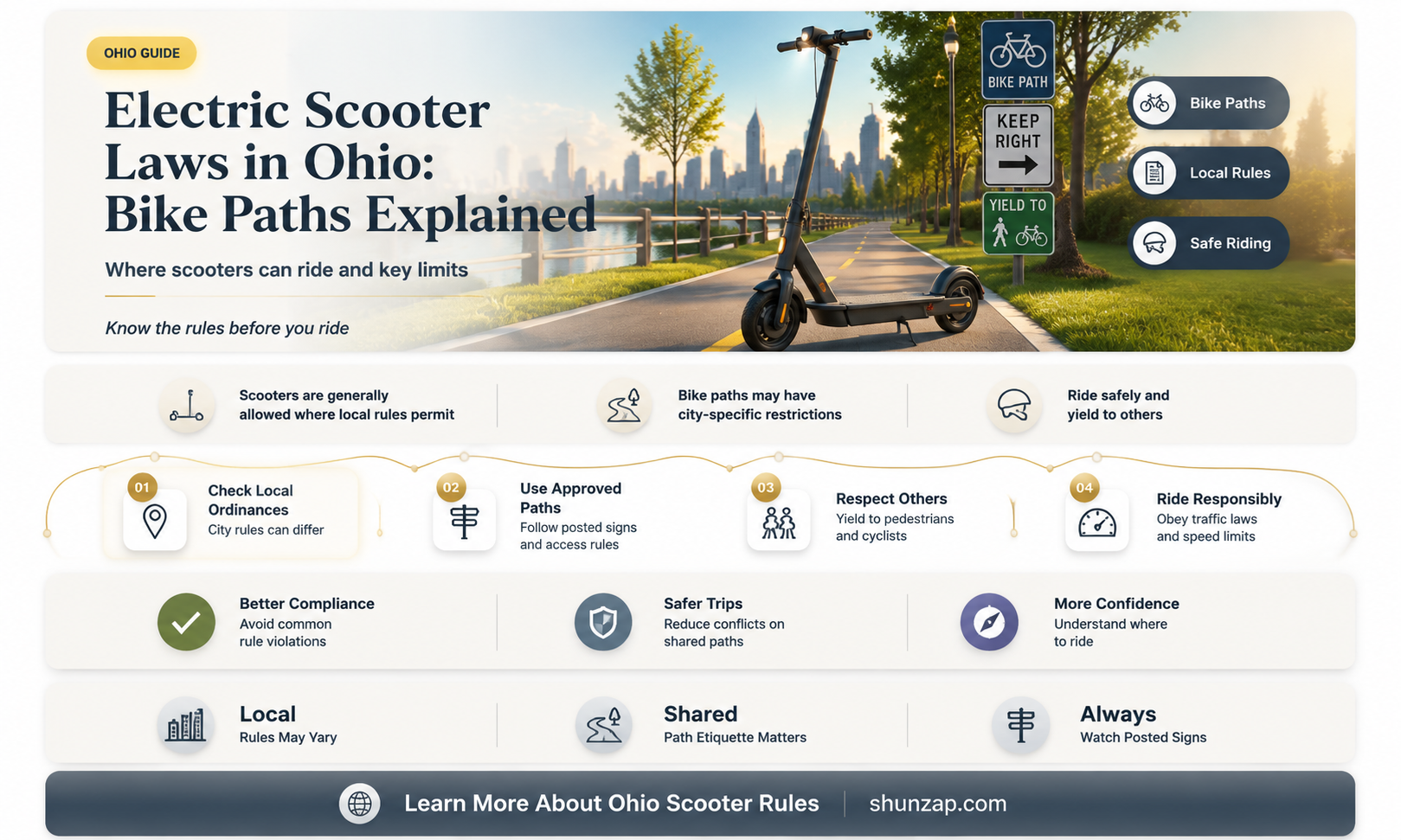 are electric scooters allowed on bike paths ohio