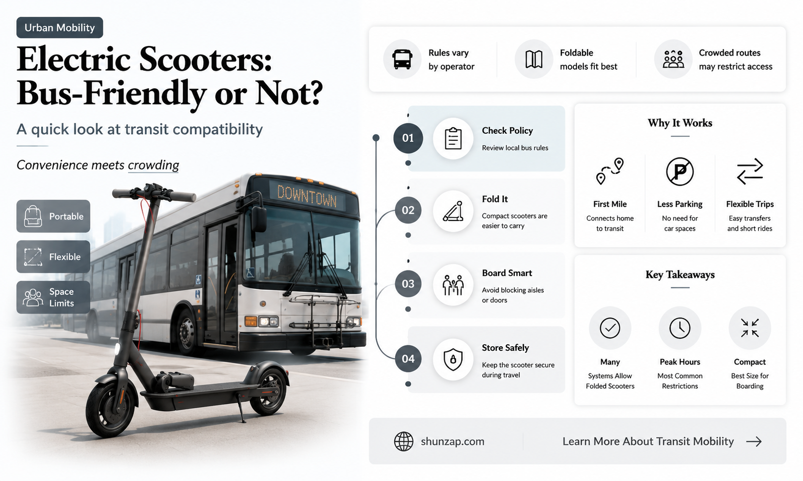 are electric scooters allowed on the bus