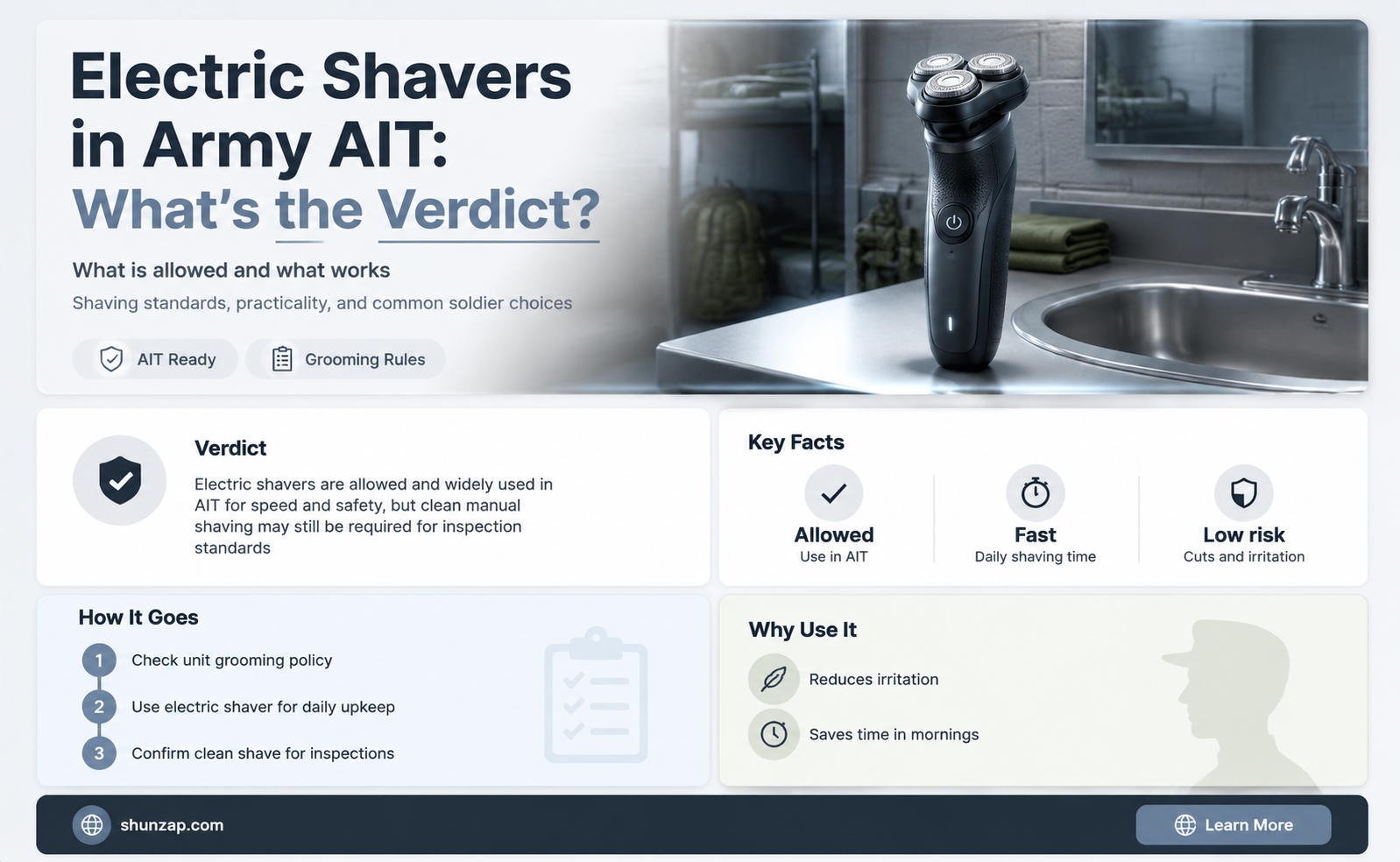 are electric shavers allowed in army ait