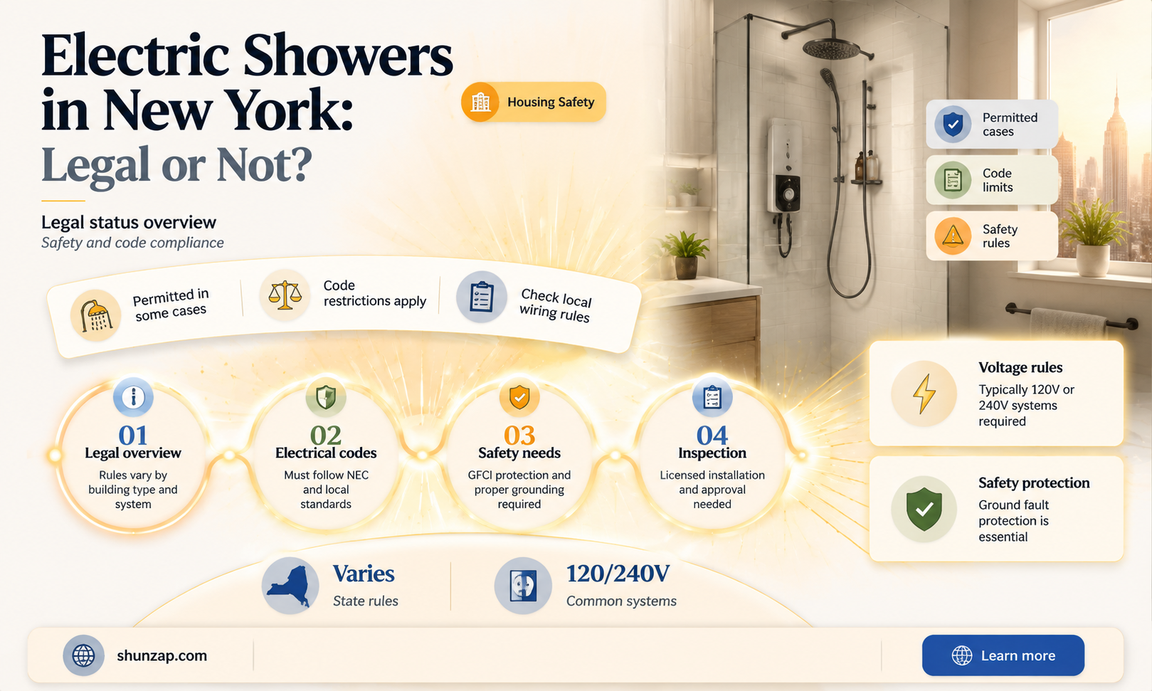 are electric showers legal in new york