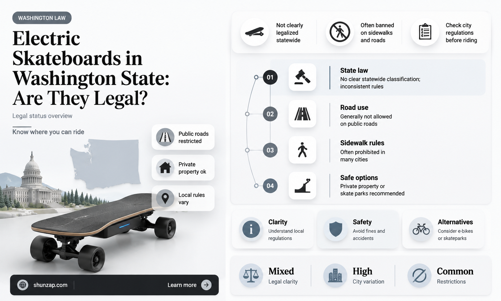are electric skateboards legal in washington state
