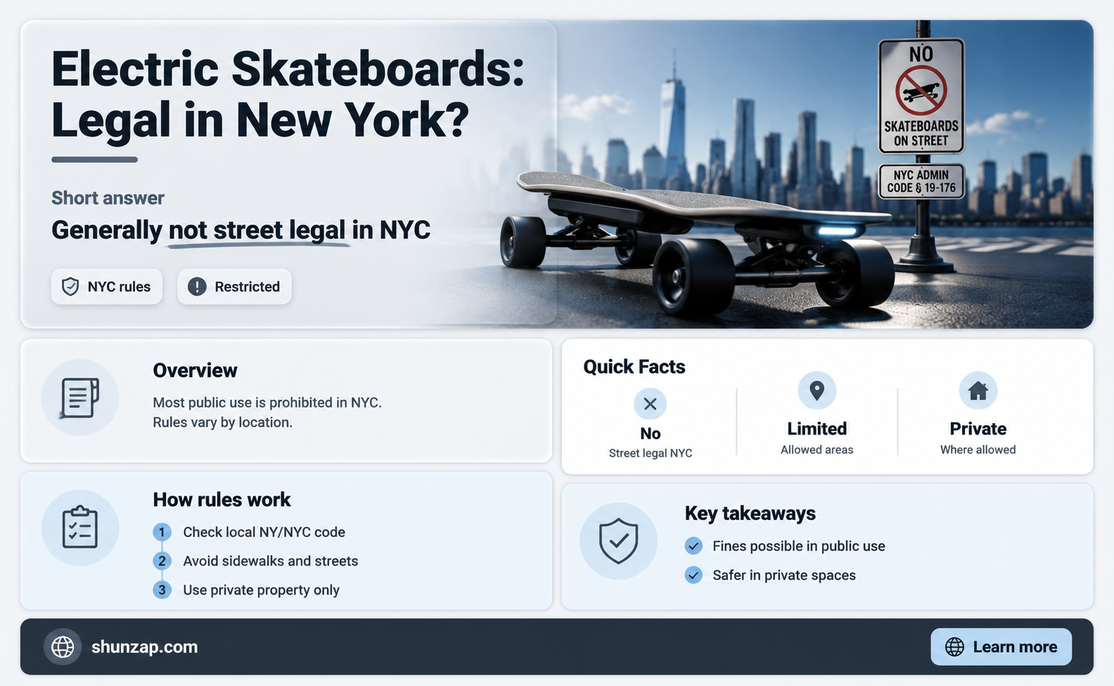 are electric skateboards legal in new york