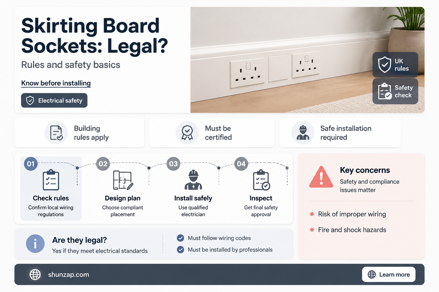 are electric sockets on skirting boards illegal