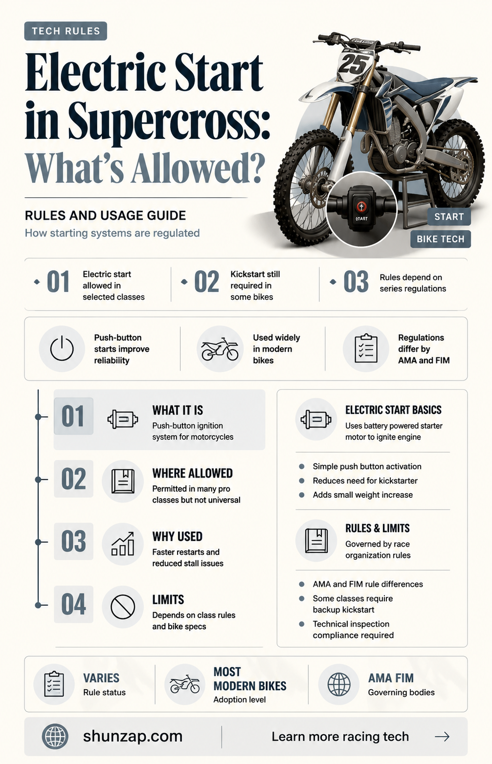 are electric start allowed in supercross bikes