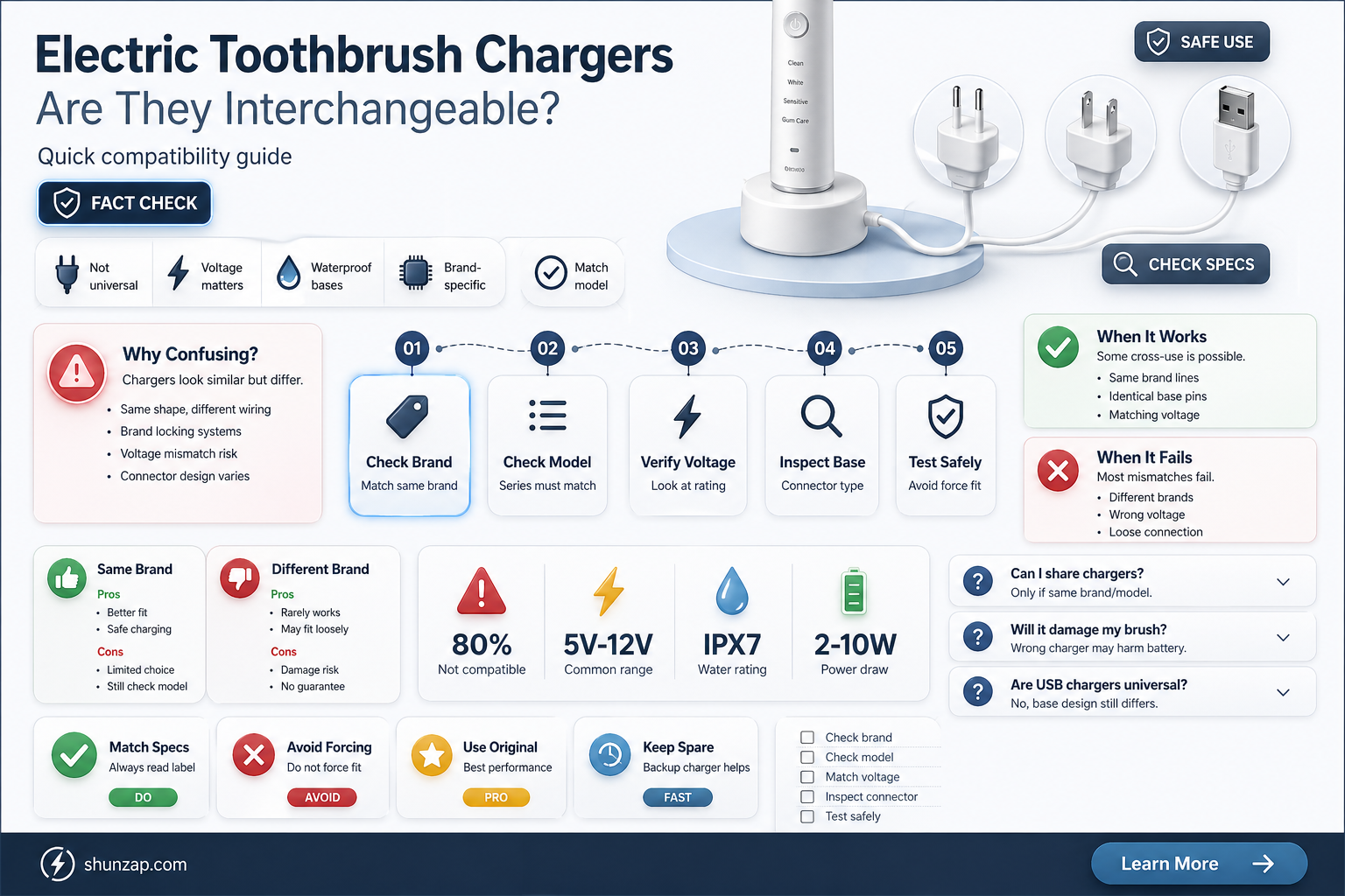 are all electric toothbrush chargers the same