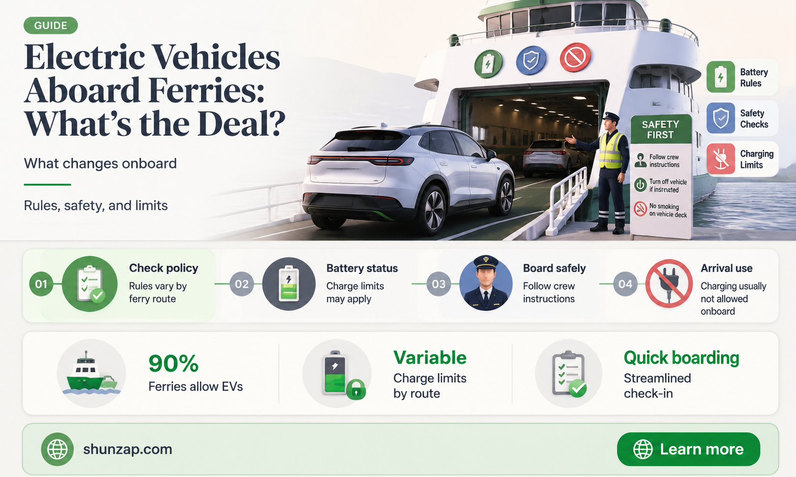 are electric vehicles allowed on ferries