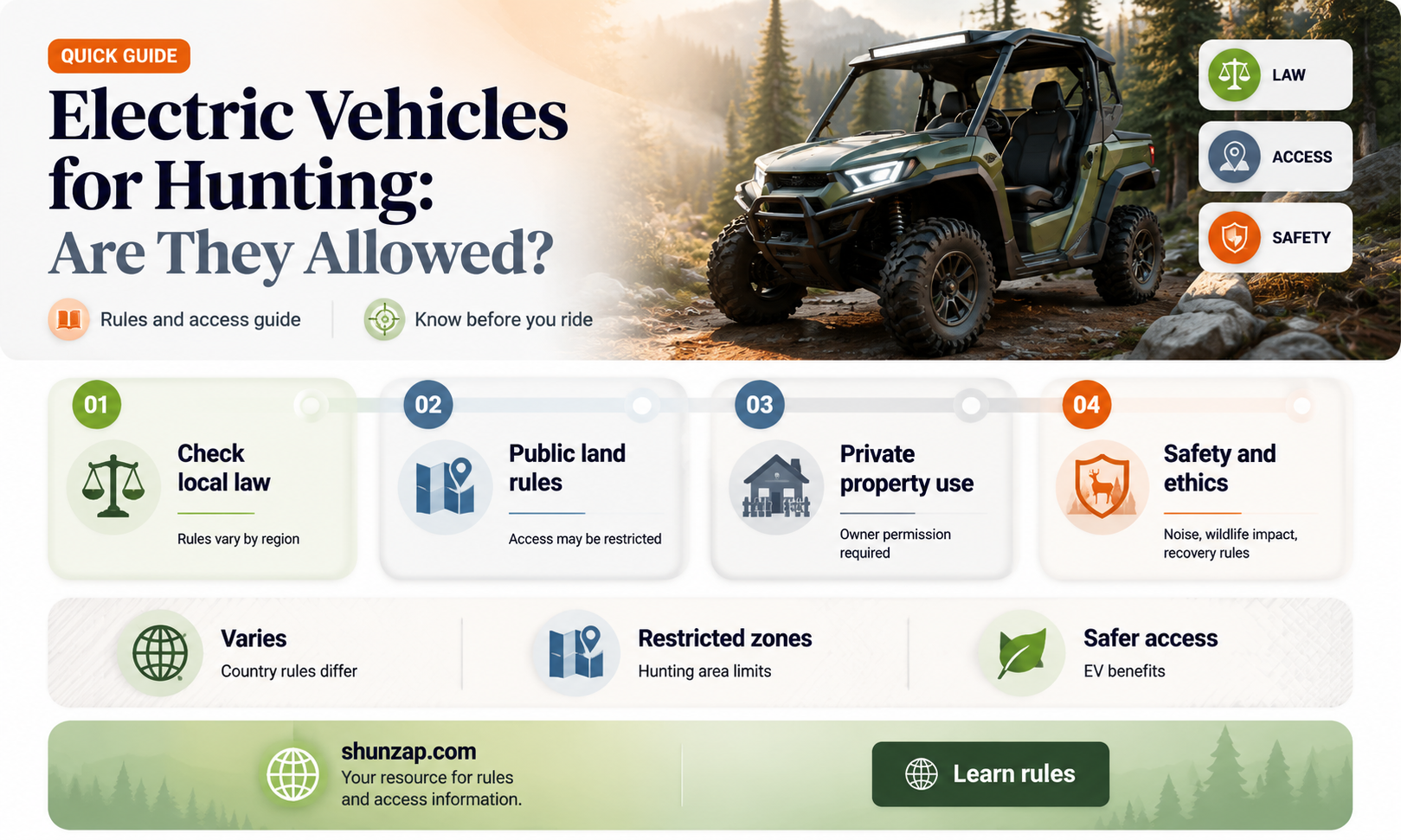 are electric vehicles allowed for hunting