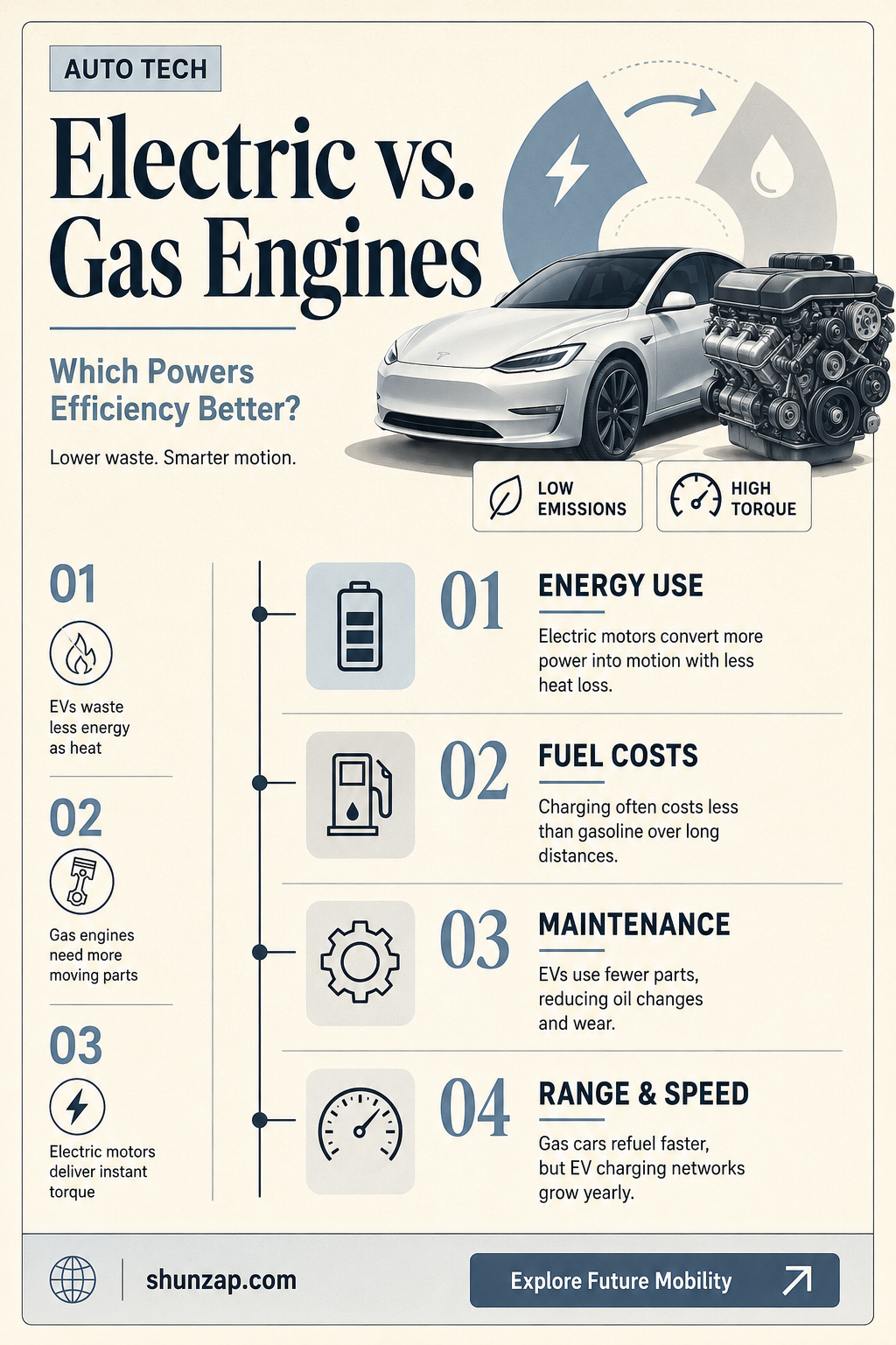 are electric car engines more efficient than gas