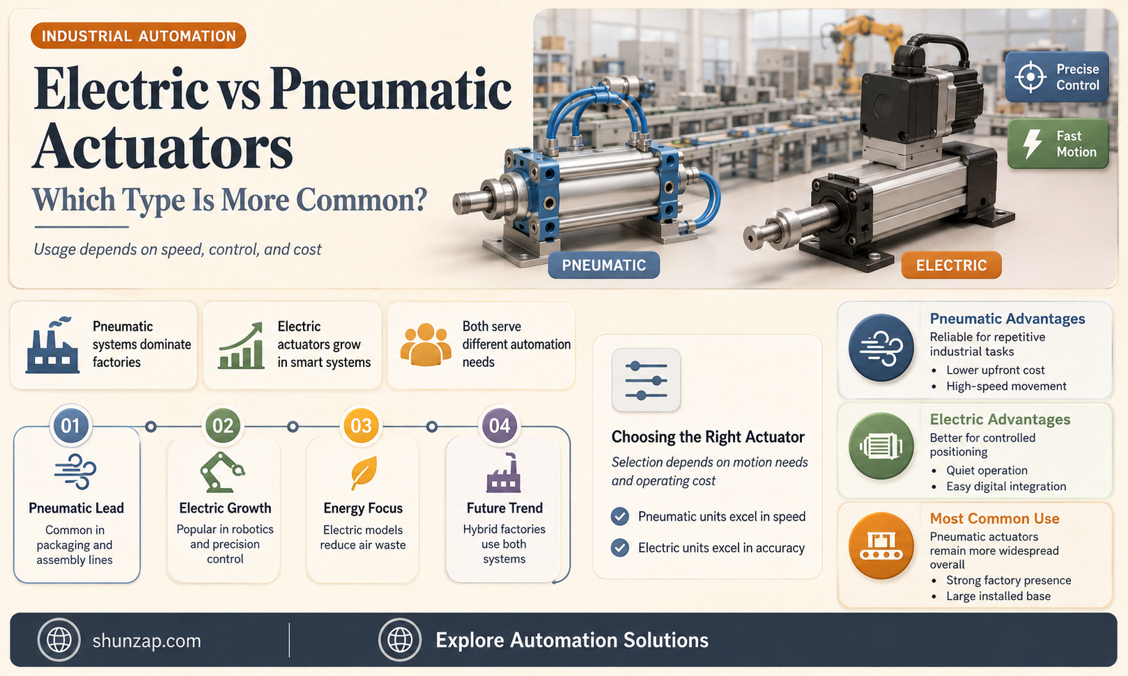 are electric or pneumatic actuators more common