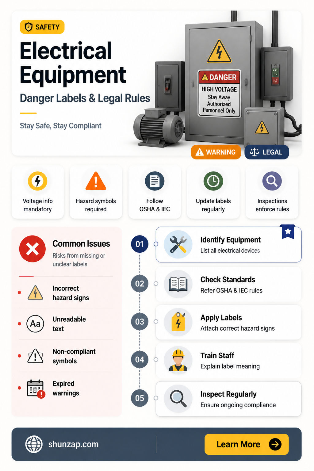 are danger labels required on electrical equipment