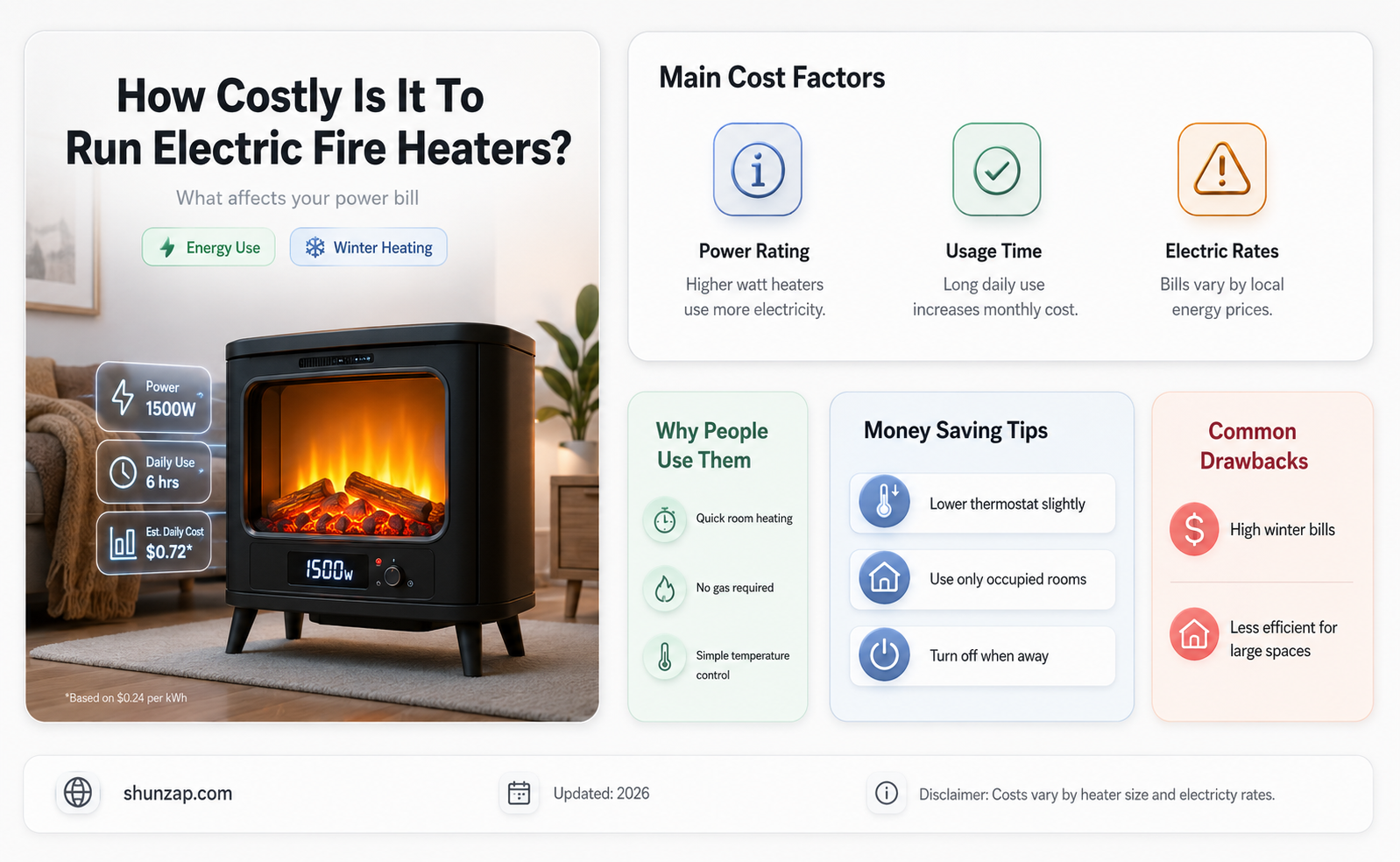 are electric fire heaters expensive to run