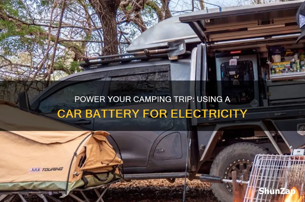 how do you use a car batter for camping electricity